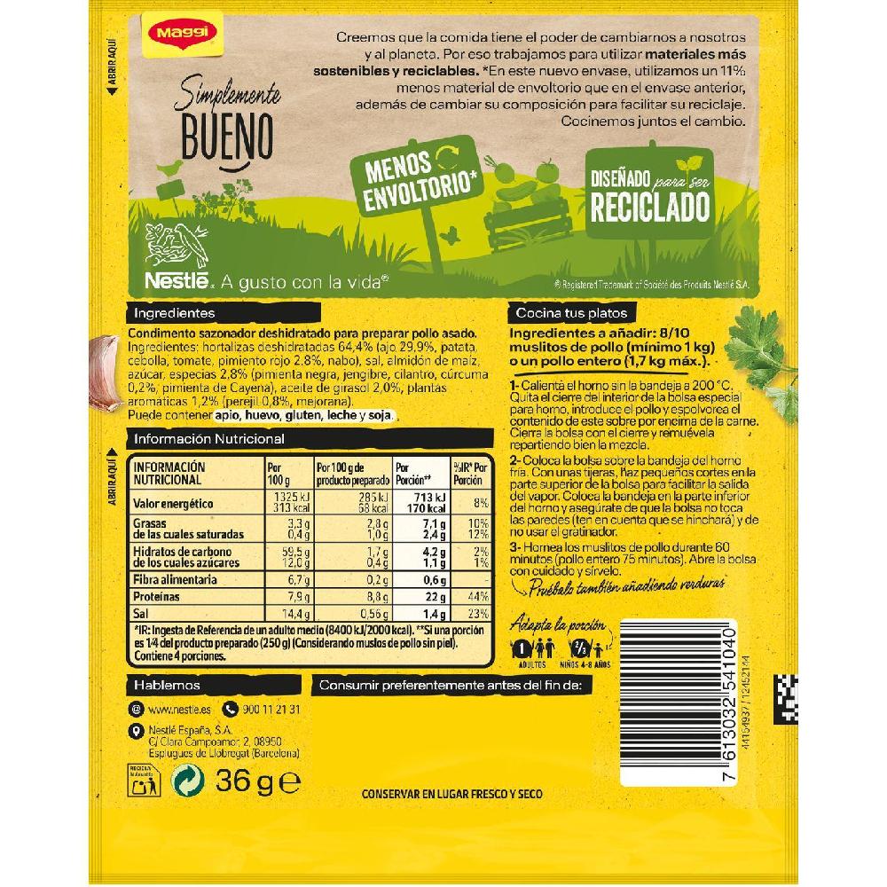 Eroski Jugoso Al Horno Pollo Con Hierbas MAGGI Sobre 34 G