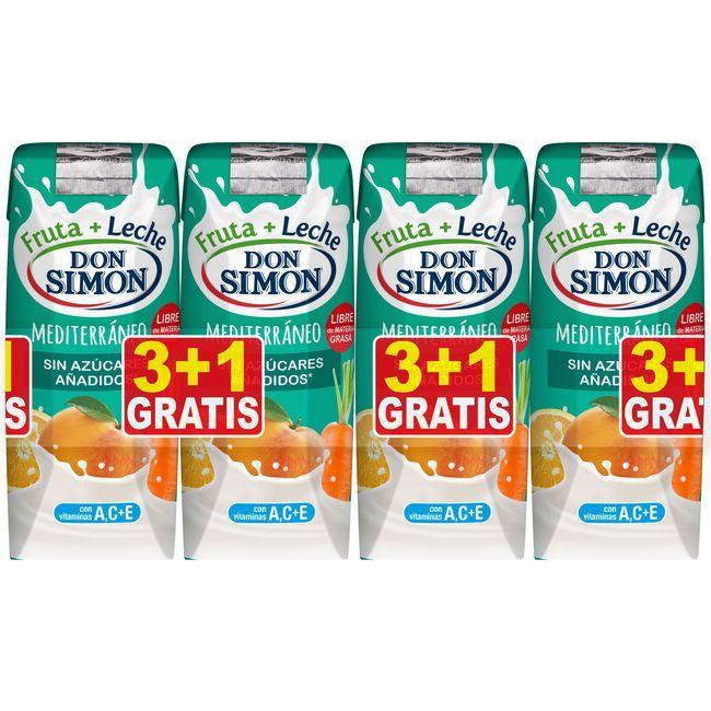 Eroski Lactozumo mediterráneo sin azúcar DON SIMON pack 3+1x330 ml
