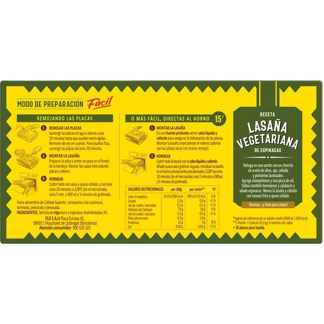 Eroski Lasaña Fácil Con Espinacas EL PAVO 18 Placas Caja 200 G