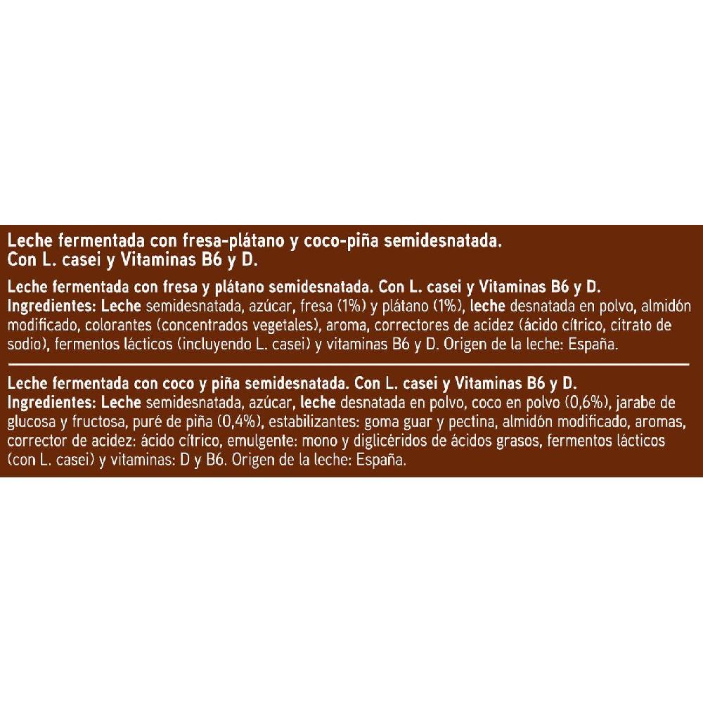 Eroski Lcasei Fresa Platano Y Piña Coco EROSKI Pack 12x100 Ml