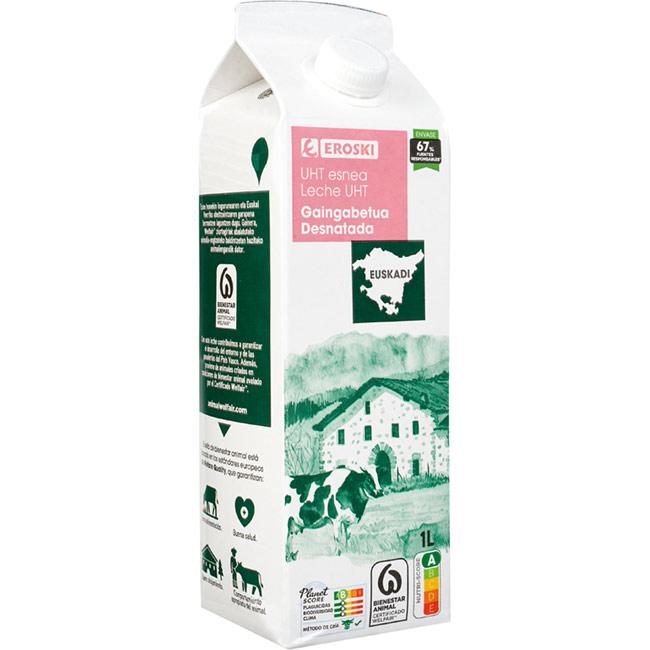 Eroski Leche Desnatada Del País Vasco EROSKI Brik 1 Litro