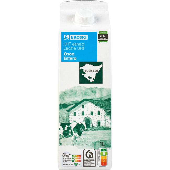 Eroski Leche entera del País Vasco EROSKI brik 1 litro