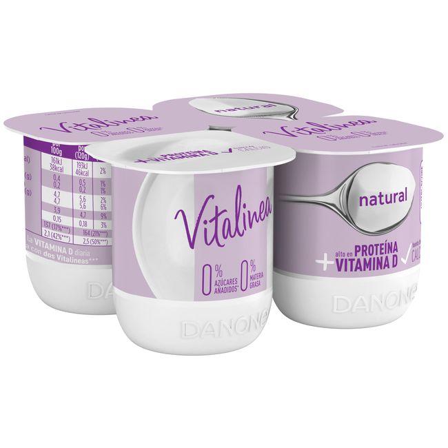 Eroski Leche Fermentada Desnat. Natural DANONE VITALINEA Pack 4x120 G