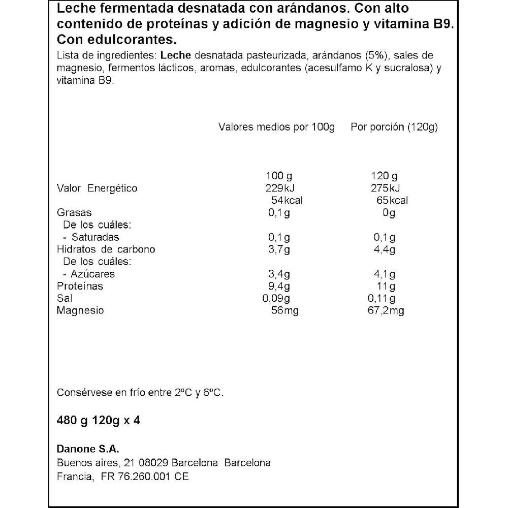 Eroski Leche Fermentada Sabor Arándanos YOPRO Pack 4x120 G