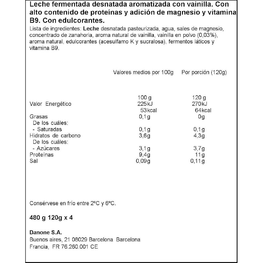 Eroski Leche Fermentada Sabor Vainilla YOPRO Pack 4x120 G