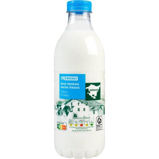 Eroski Leche fresca entera País Vasco EROSKI botella 1 litro