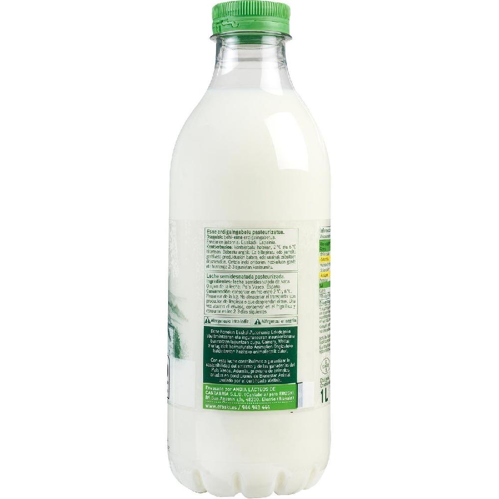 Eroski Leche Fresca Semidesnatada País Vasco EROSKI Botella 1 Litro