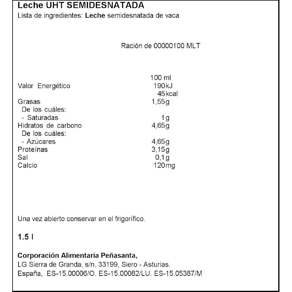Eroski Leche Semidesnatada ASTURIANA Botella 1 5 Litros