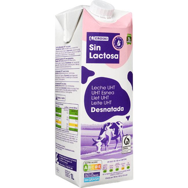 Eroski Leche Sin Lactosa Desnatada EROSKI Brik 1 Litro