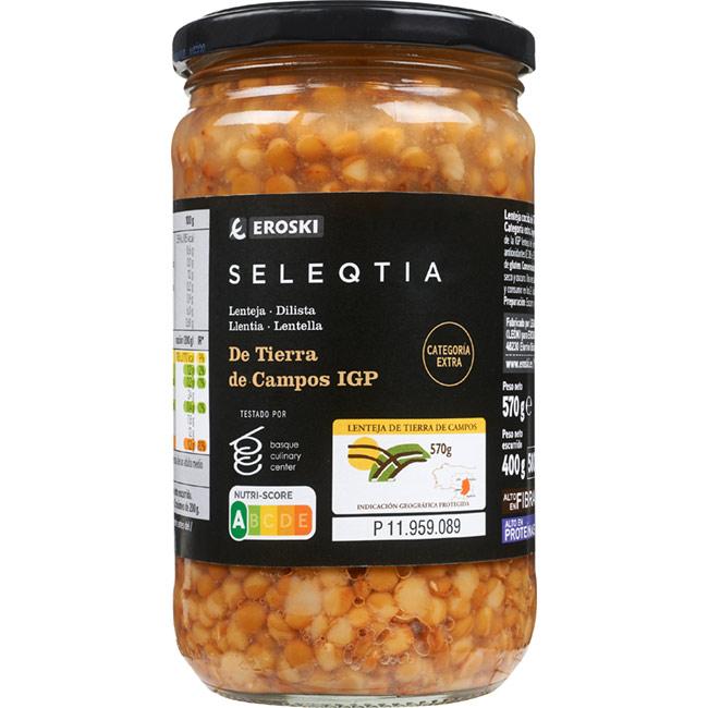 Eroski Lenteja cocida I.G.P. Tierra de Campos E.SELEQTIA frasco 400 g