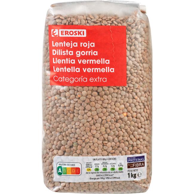 Eroski Lenteja roja variedad crimson EROSKI paquete 1 kg