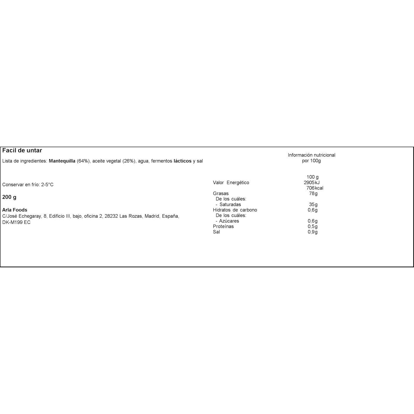 Eroski Mantequilla Facil De Untar Salada LURPAK Tarrina 200 G