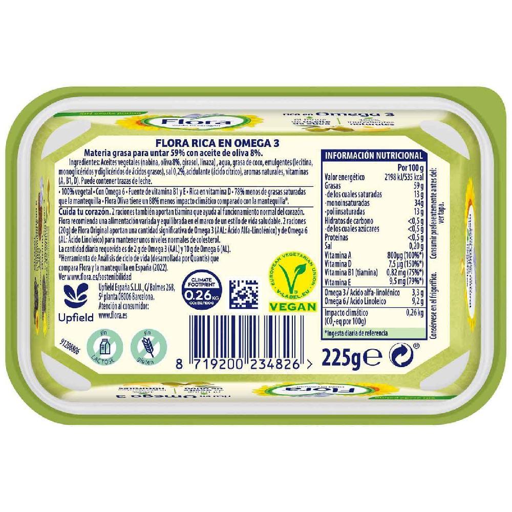 Eroski Margarina De Oliva Sin Aceite De Palma FLORA Tarrina 225 G