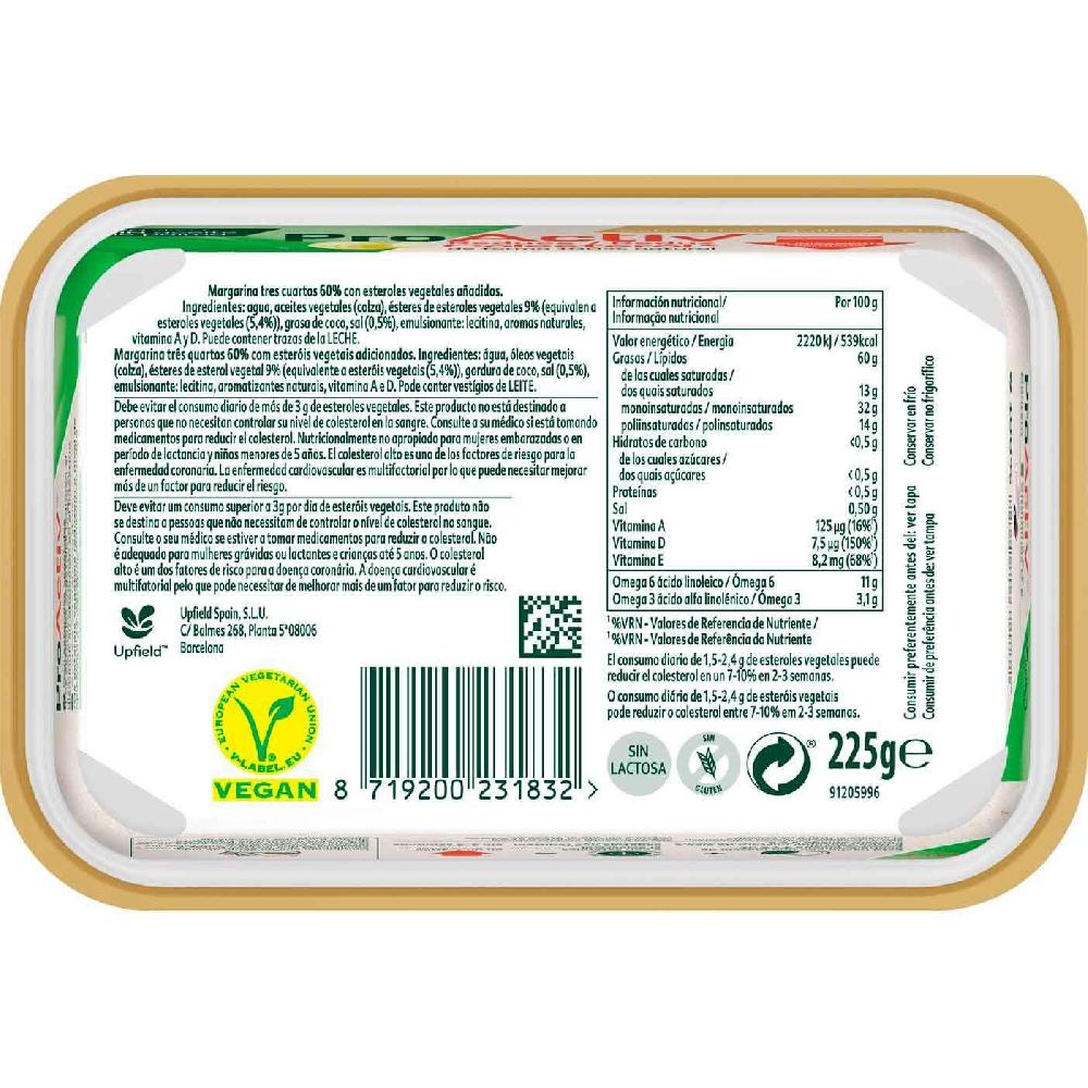 Eroski Margarina Sabor Mantequilla PROACTIV Tarrina 225 G