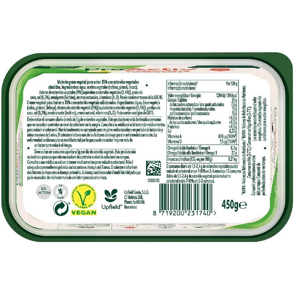 Eroski Margarina Sin Aceite De Palma PROACTIV Tarrina 450 G