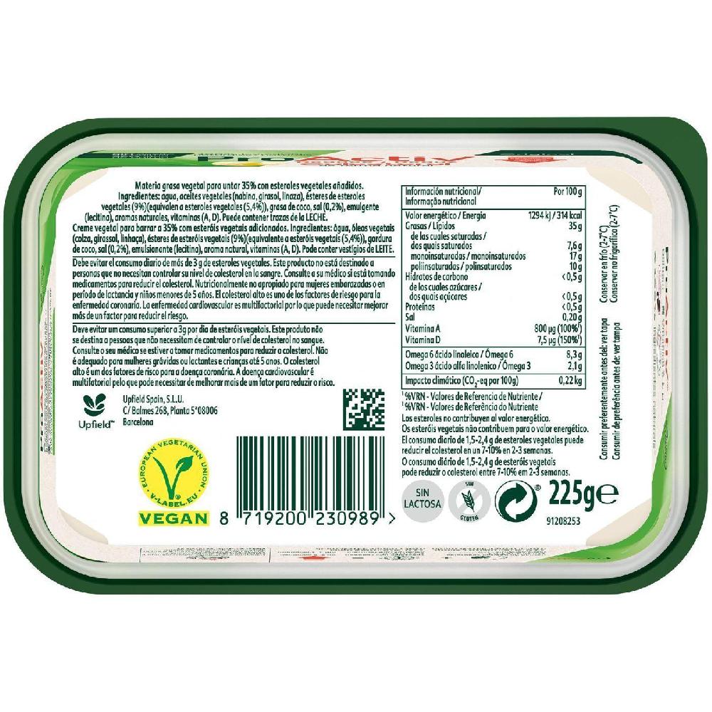 Eroski Margarina Sin Aceite De Palma PROACTIVE Tarrina 225 G