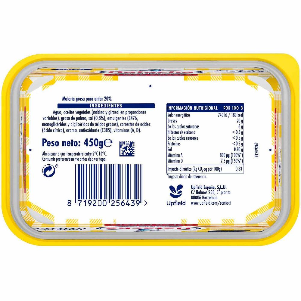 Eroski Margarina Untable Vegetal Con Sal NATACHA Tarrina 450 G