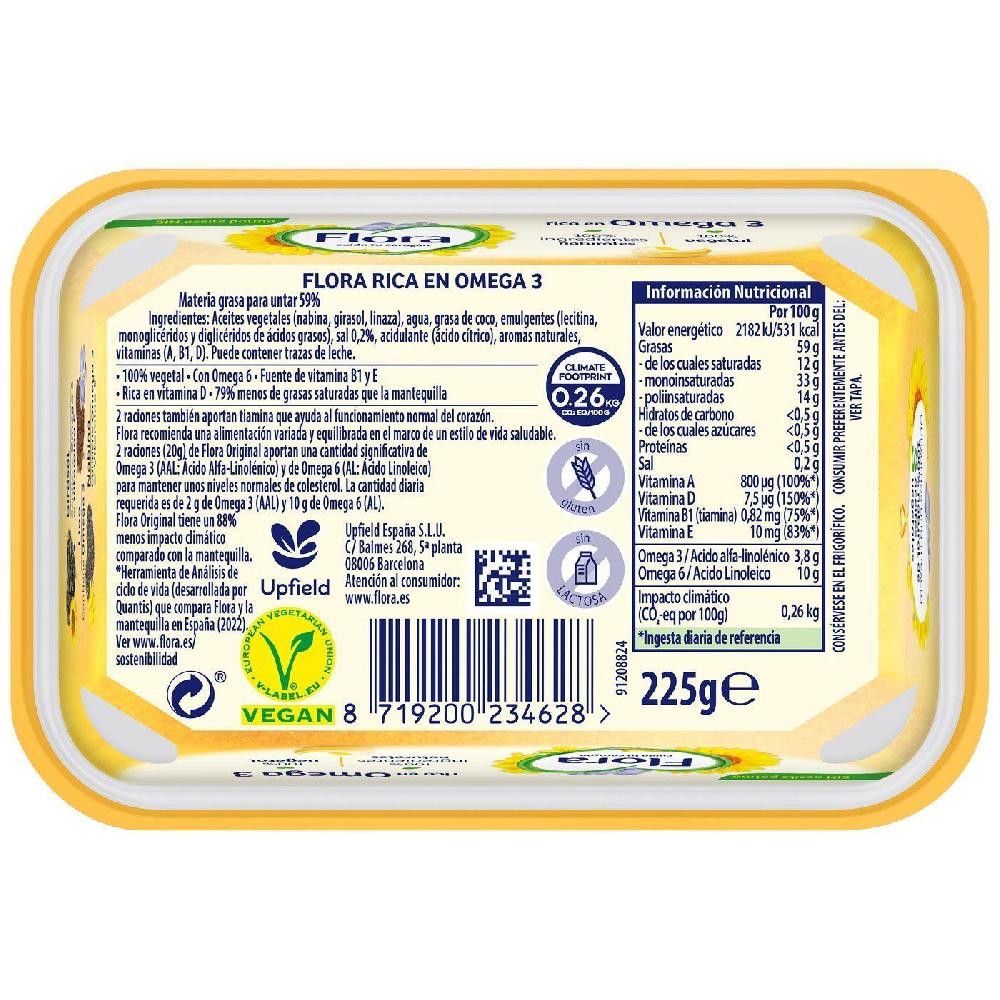Eroski Margarina Vegetal Sin Aceite De Palma FLORA Tarrina 225 G