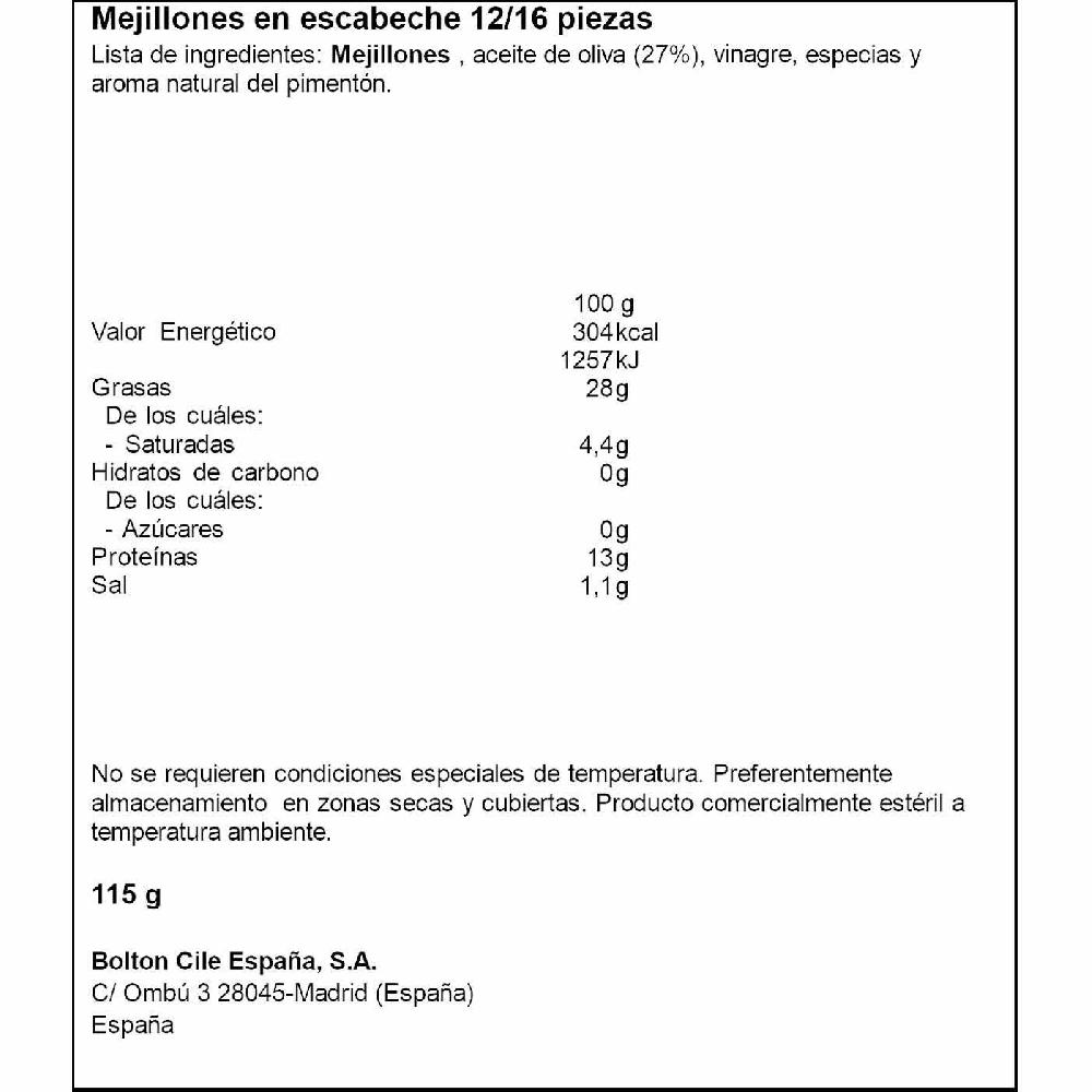 Eroski Mejillón En Escabeche 12/16 Piezas CUCA Lata 115 G