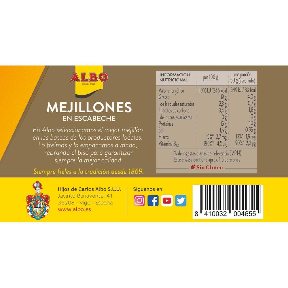 Eroski Mejillón En Escabeche 14/19 Piezas ALBO Lata 115 G