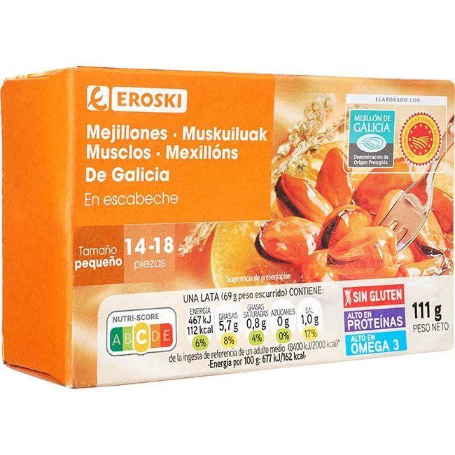 Eroski Mejillón En Escabeche De Galicia 14/18 EROSKI Lata 111 G