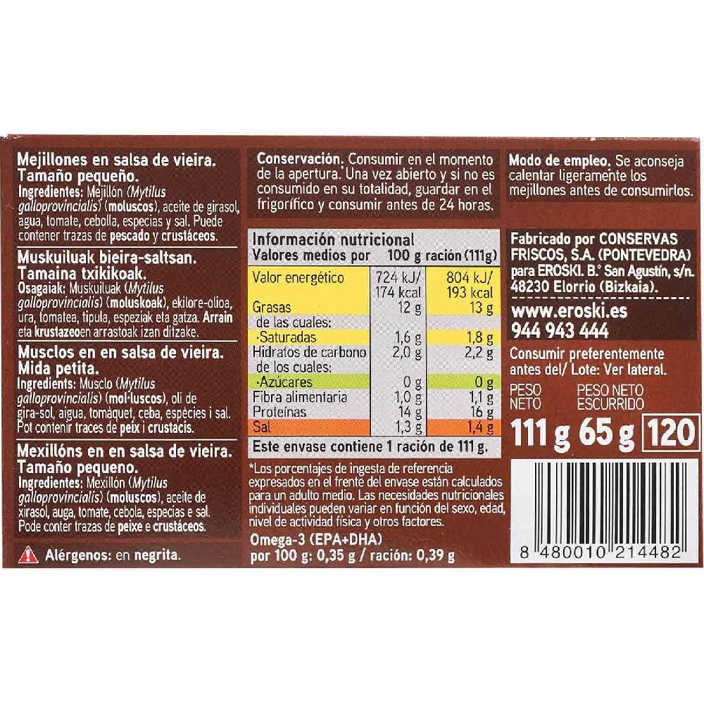Eroski Mejillón En Salsa De Vieira De Galicia EROSKI Lata 111 G