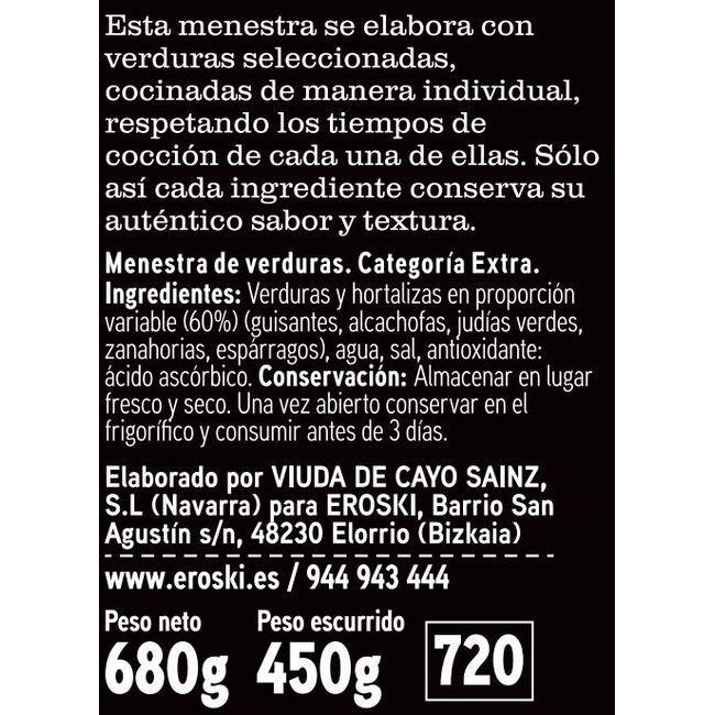 Eroski Menestra De Verduras Eroski SELEQTIA Frasco 450 G