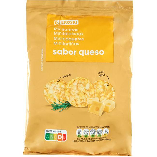 Eroski Mini tortita de maíz sabor queso EROSKI bolsa 75 g