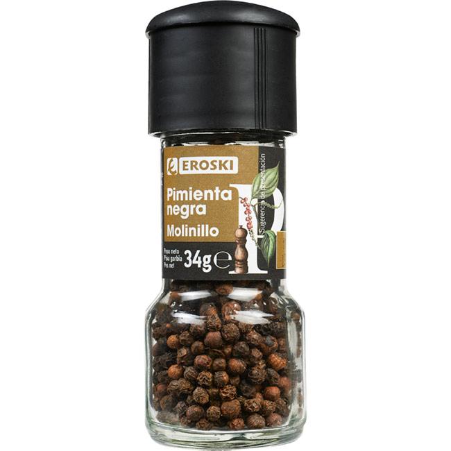 Eroski Molinillo de pimienta negra EROSKI frasco 34 g