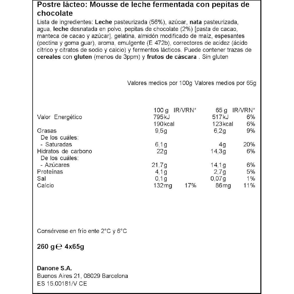 Eroski Mousse Sabor Stracciatella DEPOSTRE Pack 4x65 G