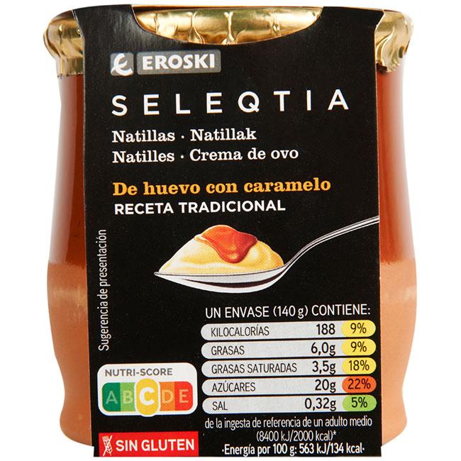 Eroski Natillas con caramelo Eroski SELEQTIA tarro de barro 140 g