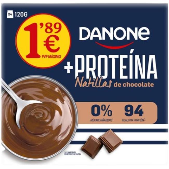 Eroski Natillas de chocolate + proteína DANONE pack 4x120 g