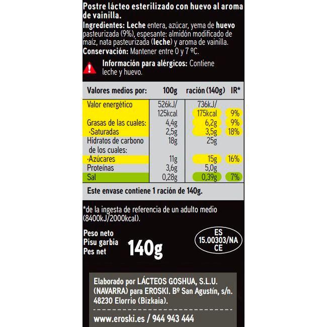 Eroski Natillas De Huevo Eroski SELEQTIA Tarro De Barro 140 G