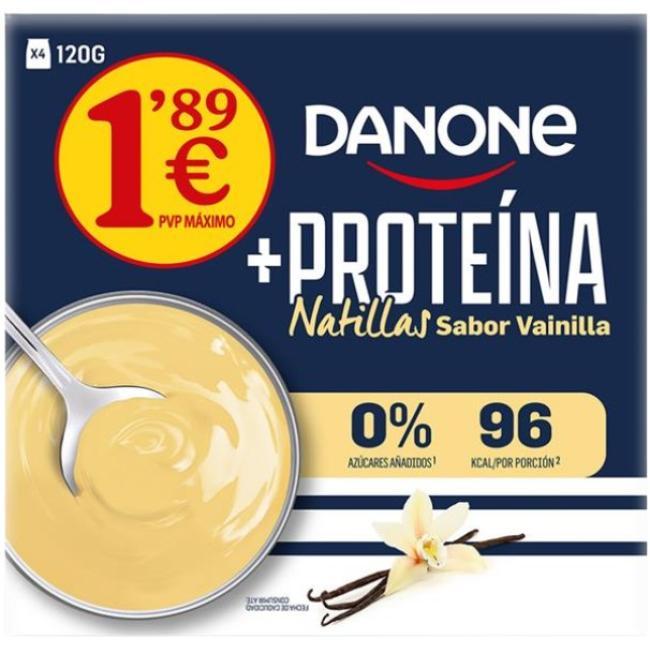 Eroski Natillas de vainilla + proteina DANONE pack 4x120 g
