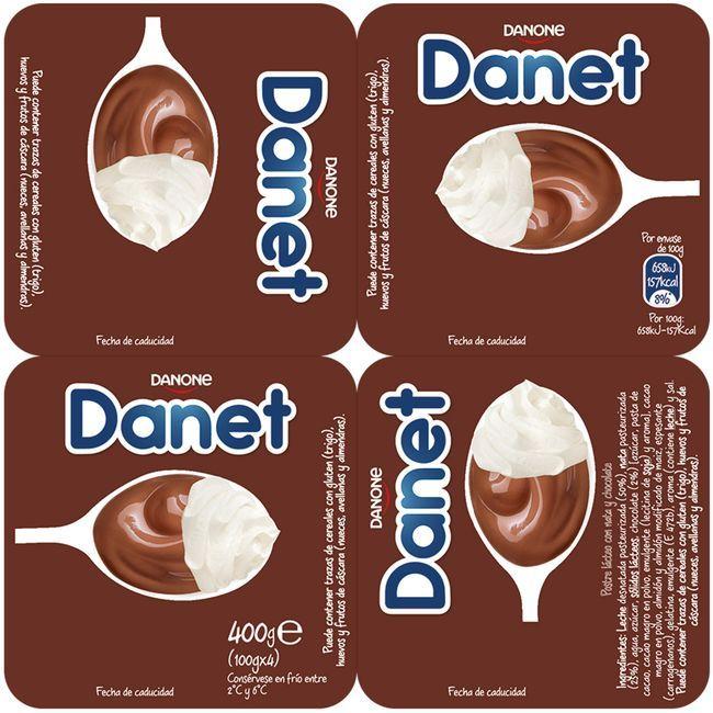 Eroski Natillas Doble Placer Chocolate-nata DANONE DANET Pack 4x100 G