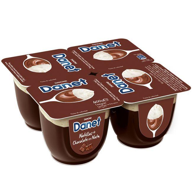 Eroski Natillas Doble Placer chocolate-nata DANONE DANET pack 4x100 g