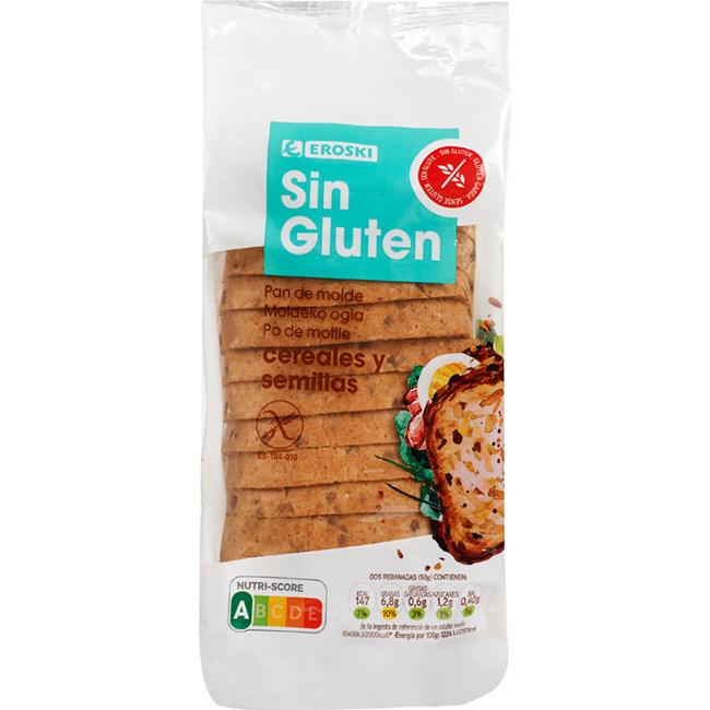 Eroski Pan de molde cereales-semillas sin gluten EROSKI paquete 350 g