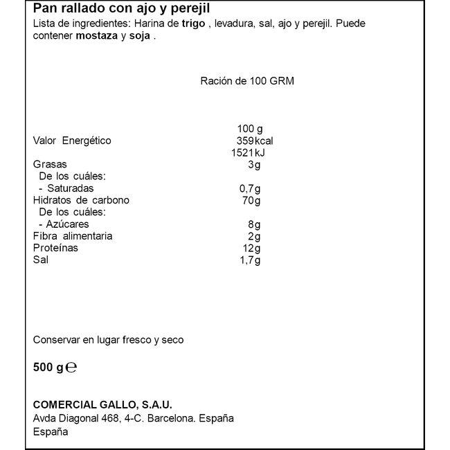 Eroski Pan Rallado Con Ajo-perejil GALLO Paquete 500 G