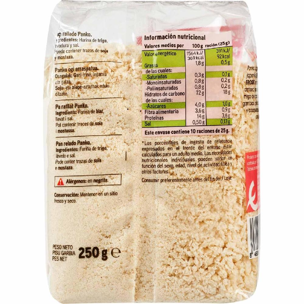 Eroski Pan Rallado Panko Estilo Japonés EROSKI Paquete 250 G