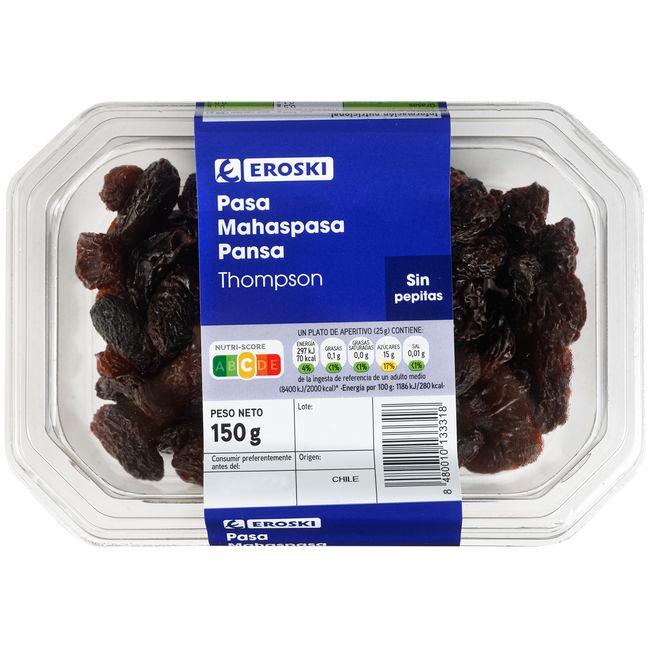 Eroski Pasas Thompon sin semilla EROSKI tarrina 150 g