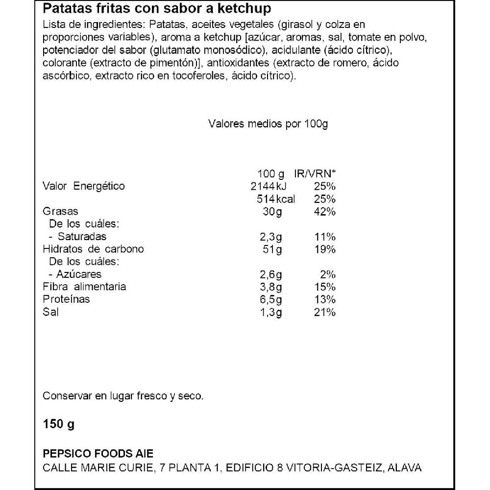 Eroski Patata Ondulada Sabor Ketchup RUFFLES Bolsa 150 G