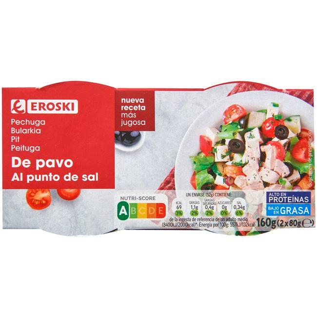 Eroski Pechuga de pavo al punto de sal EROSKI pack 2x52 g