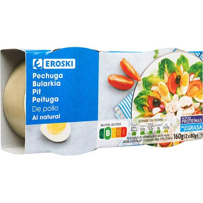 Eroski Pechuga De Pollo Al Natural EROSKI Pack 2x52 G