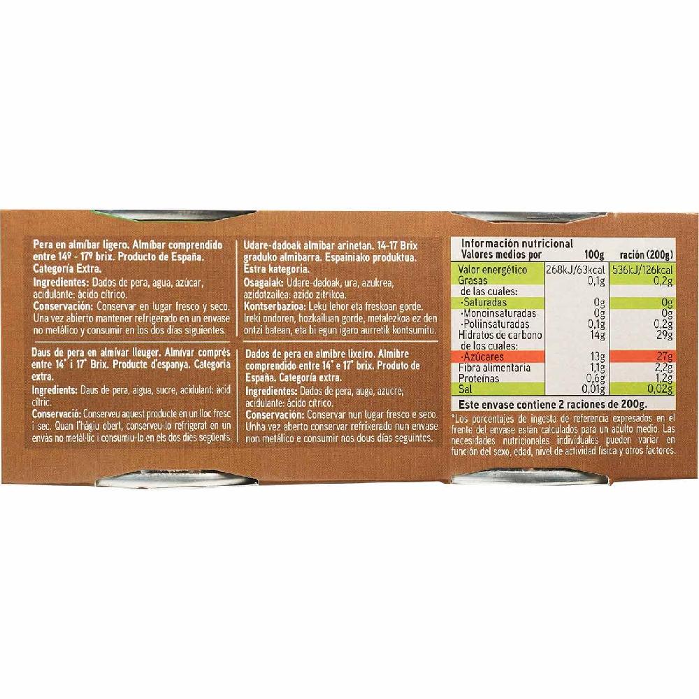 Eroski Pera En Dados En Almíbar EROSKI Pack 2x115 G