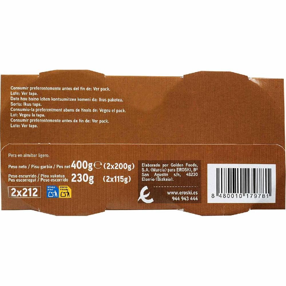 Eroski Pera En Dados En Almíbar EROSKI Pack 2x115 G