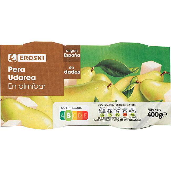 Eroski Pera en dados en almíbar EROSKI pack 2x115 g