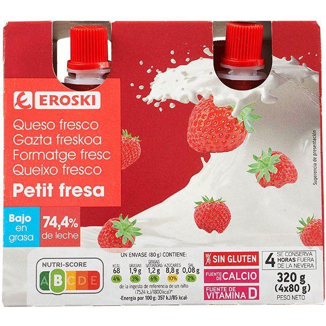Eroski Petit de bolsillo sabor fresa EROSKI pack 4x80 g