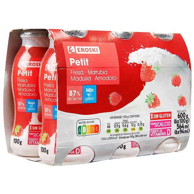 Eroski Petit para beber sabor fresa EROSKI pack 6x100 ml
