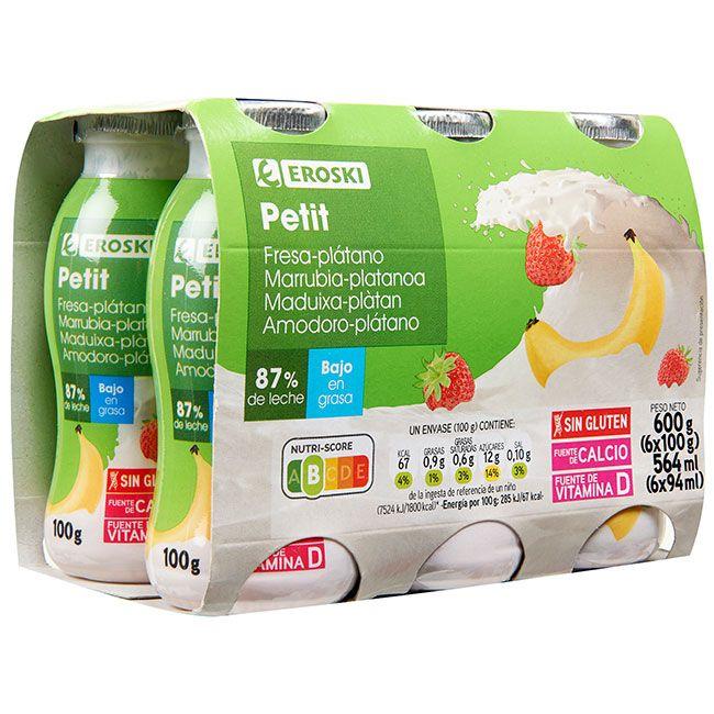 Eroski Petit para beber sabor fresa-plátano EROSKI pack 6x100 ml