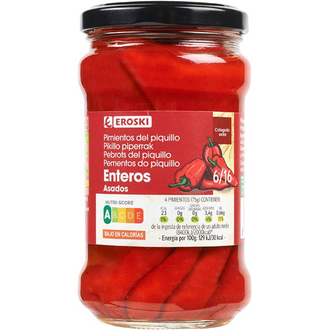 Eroski Pimiento de piquillo entero EROSKI frasco 225 g